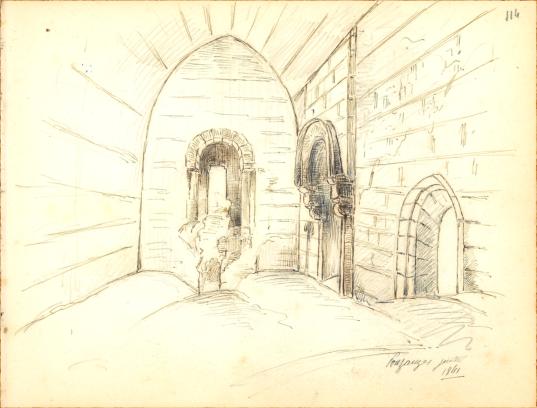 intrieur de la salle du donjon du chteau de Pouzauges par Fortun Parenteau