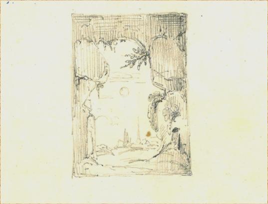 vue au travers d'une ouverture d'une fortification par Fortun Parenteau